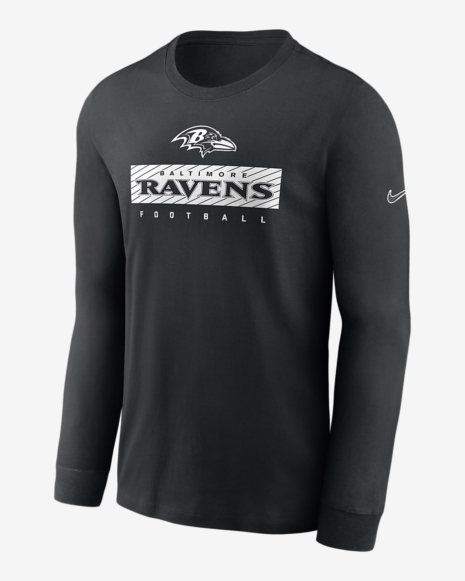 Baltimore Ravens Sideline Team Issue Men s Nike Dri FIT NFL Long Sleeve T Shirt